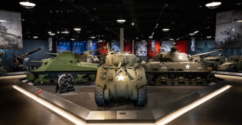 Front of the rotunda at the National Museum of Military Vehicles