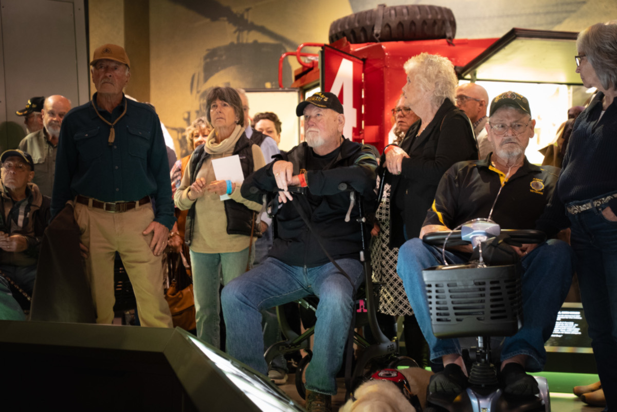 Veterans and their families tour the Vietnam War gallery at the National Museum of Military Vehicles during a Vietnam Veterans Day event on March 28, 2026, in Dubois, Wyo.